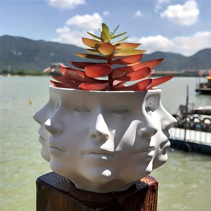 ABNM-maceta de estilo abstracto, molde para florero, maceta facetada con cara humana