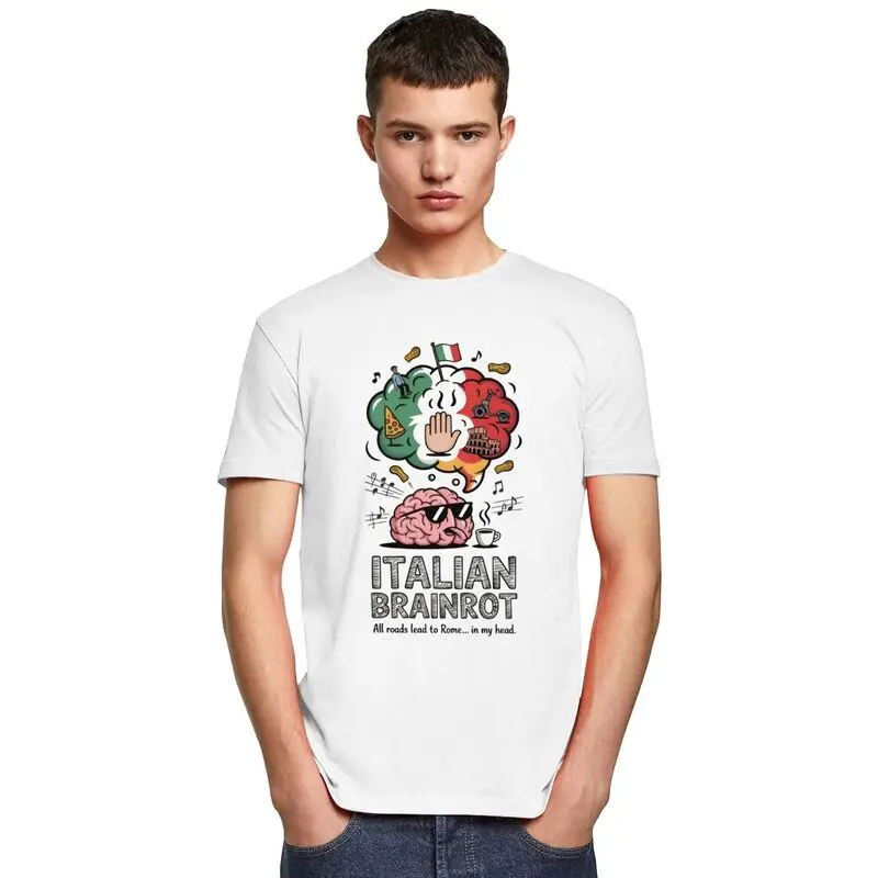Classic Italian Brainrot Meme Collage T Shirts Unisex T-shirt Casual Graphic Tee For Husband Father Pure Cotton Slim Fit Clothes