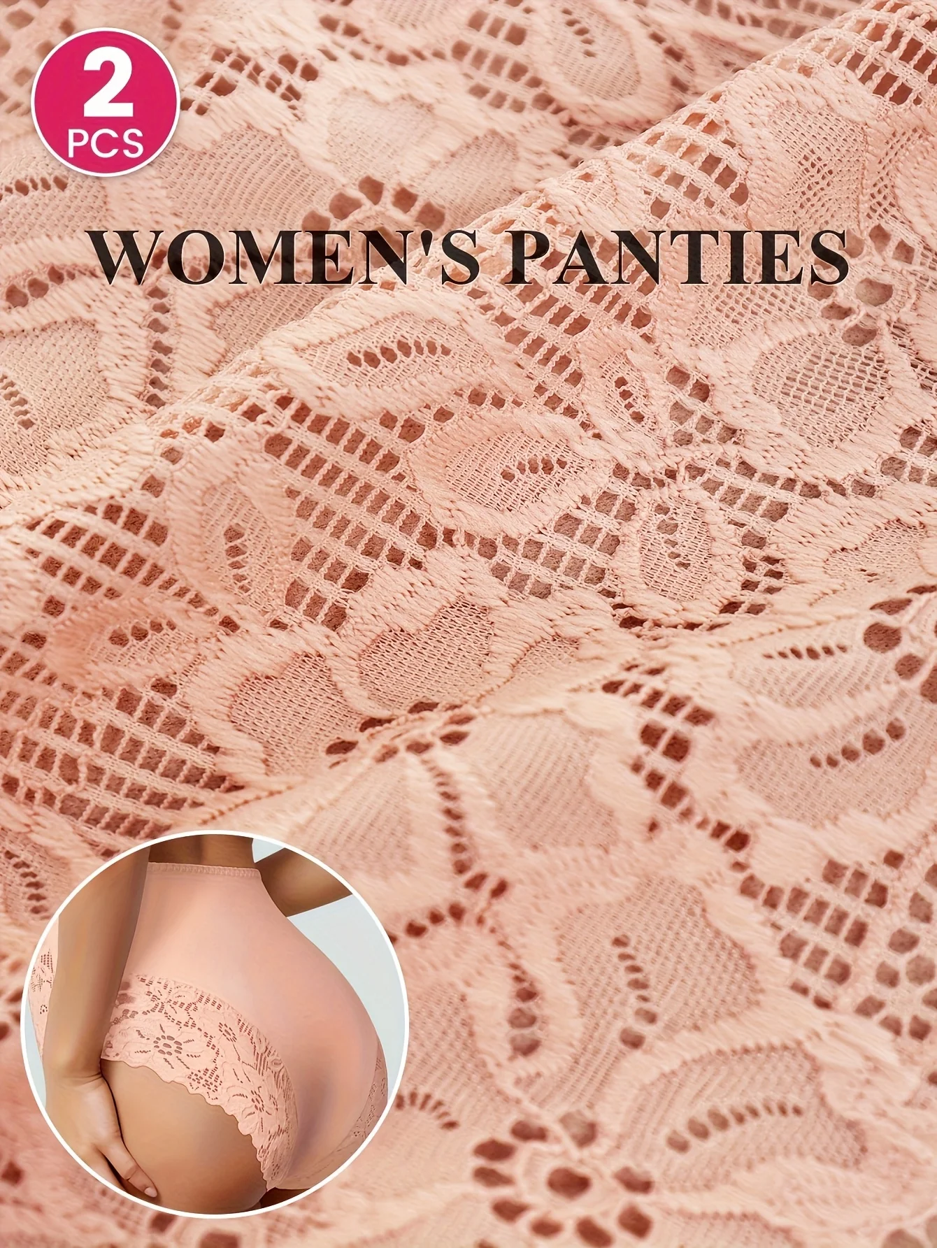 Set of 2 Lace Panties for Women, High-Waisted And Tummy Control, Featuring a Sexy Close Fit with Floral Cutouts.