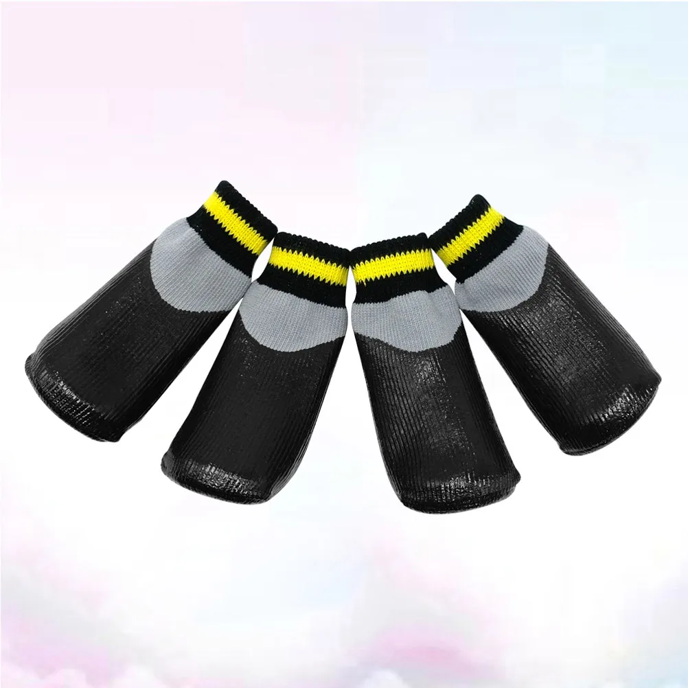 1Set Pet Dog Anti-Slip Waterproof Shoes Socks Winter Rain Snow Boots Protection Rubber Booties for Small Puppies Black Size 1
