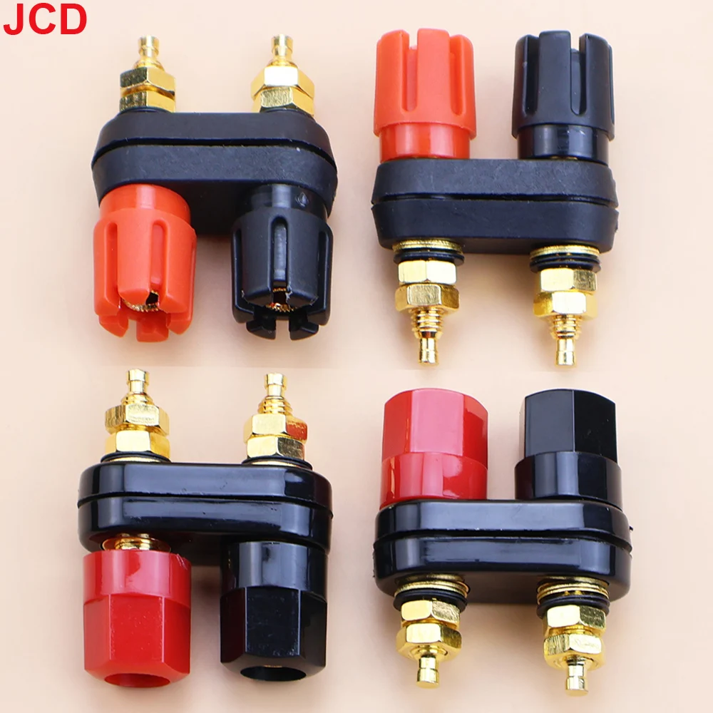 JCD 1PCS Banana Plugs Couple Terminals Red Black Connector Amplifier Terminal Binding Post Banana Speaker Plug Jack