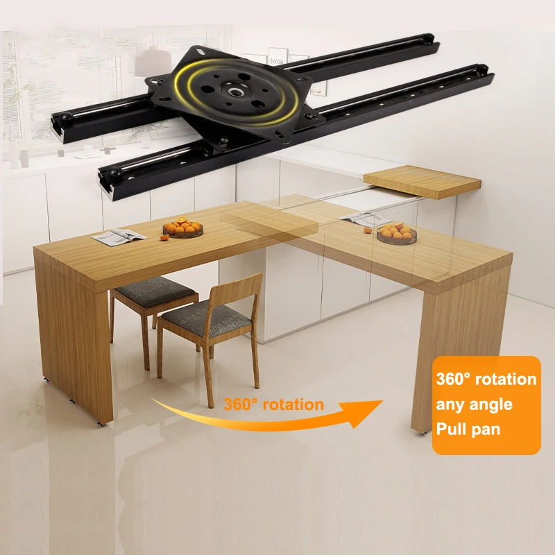 Top Rail System Rotating Mechanism Pull Out Expandable Countertops Accessories Sliding Table for Kitchen Island Extension
