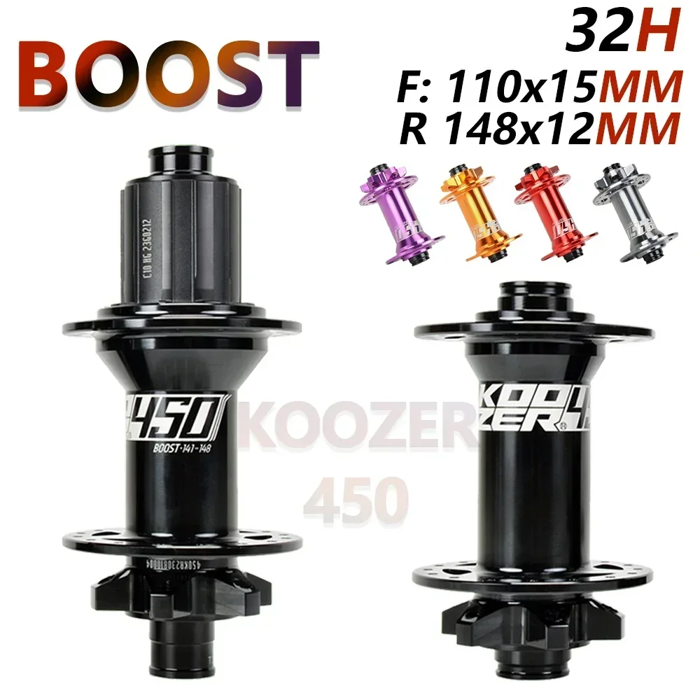 KOOZER 450 Boost Cube 32 Holes MTB 12x148 Rear Hub Thru Axle 15x110 Front Hub Bicycle 6 Bolt Cube Mountain Bike Parts