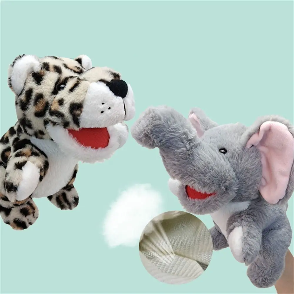 Jungle Animal Animal Hand Puppets Elephant Lion Monkey Leopard Plush Hand Doll Movable Mouth Giraffe Tiger Imaginative Play