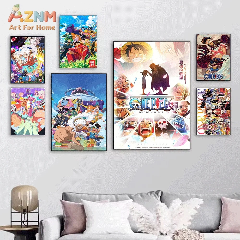 One Piece Anime Canvas Wall Art No Frame Gear 5 Luffy Shanks Buggy Manga Print Painting Bedroom Living Room Home Wall Decor Po view 2