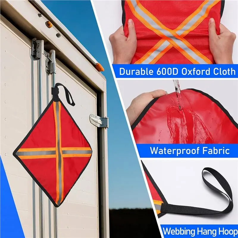 4Pack Safety Flags For Trucks, 12.6Inch Reflective Red Flag For Truck Loads, High Visibility Reflective Safety Flags