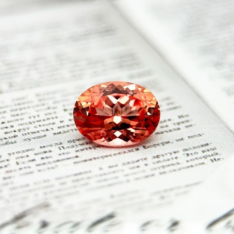 Perles de couleur Orange de coucher de soleil de forme ovale de saphir cultivé en laboratoire pour la fabrication de breloques de bijoux à bricoler soi-même, colliers et bagues, certificat AGL sélectionnable