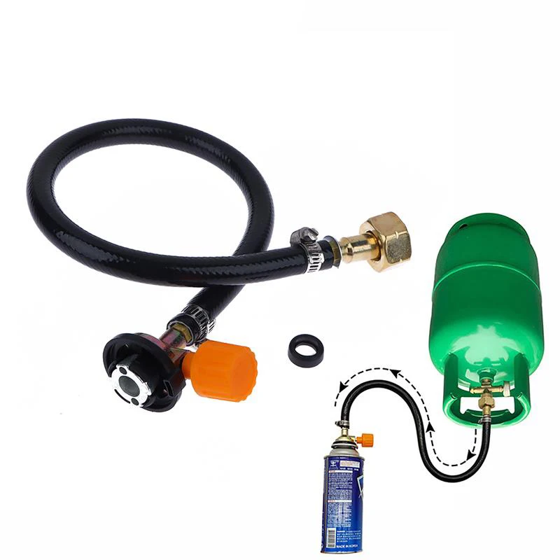 Outdoor Camping Gas Refill Adapter Leakproof Rubber Pipe Tube Cylinder Convertor Filling Tank CouplerValve Braided Hose