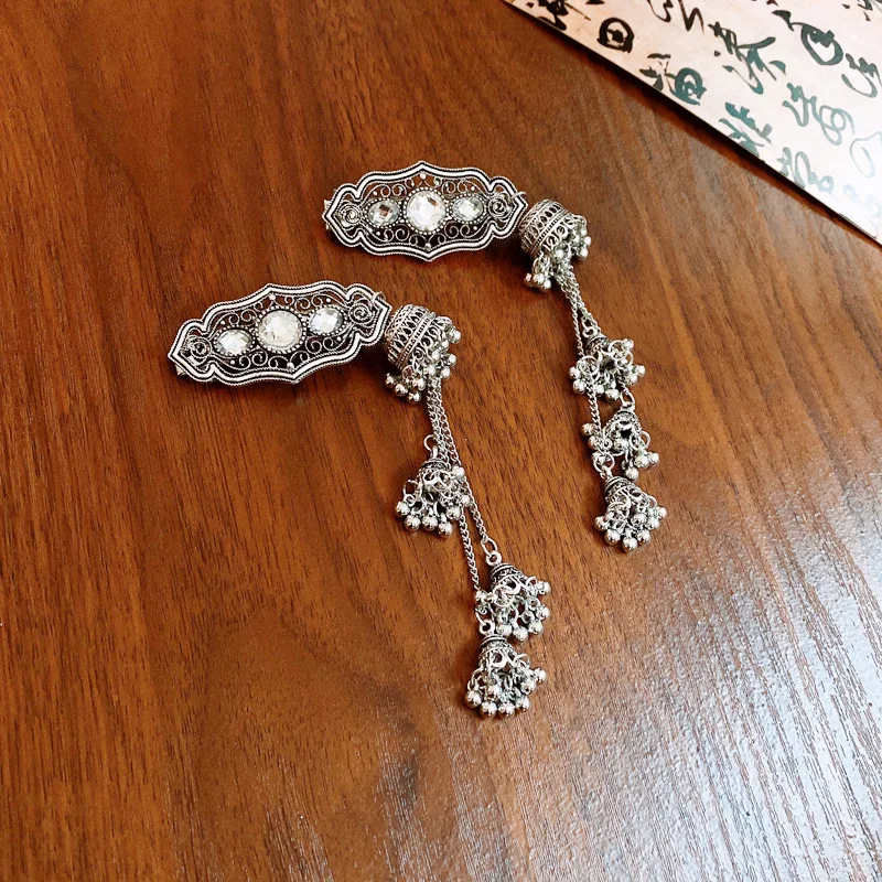 البيضاوي جولة الراين نمط جرس هامش مقاطع الشعر للنساء العرقية الجانب هامش منقار البط كليب نيو النمط الصيني اكسسوارات #4