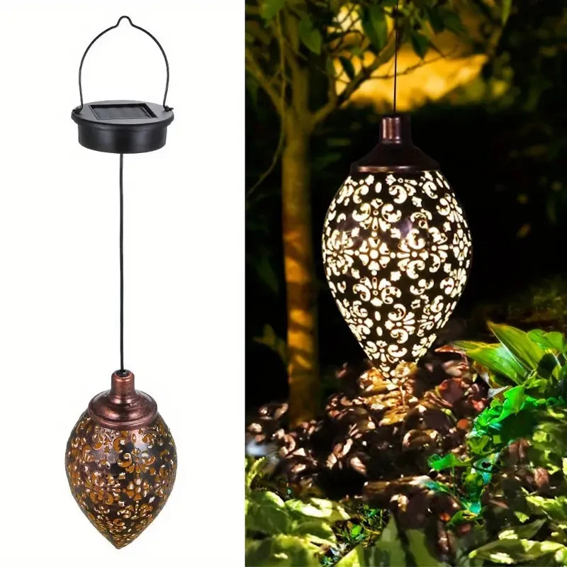 

1pc Solar Iron Outdoor Hanging Light, Outdoor, Pendant Light For Garden, Yard, Lawn, Patio, Courtyard