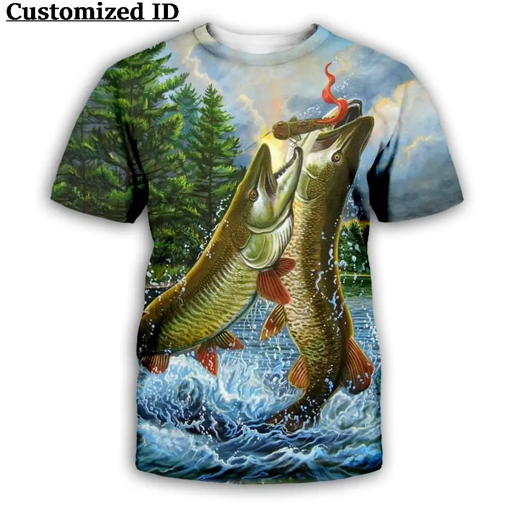 2024 3D Fishing Printed T-shirt Men\'s Round Neck Quick Dry Top Summer New Outdoor Sports Breathable Short Sleeve Men\'s Clothing