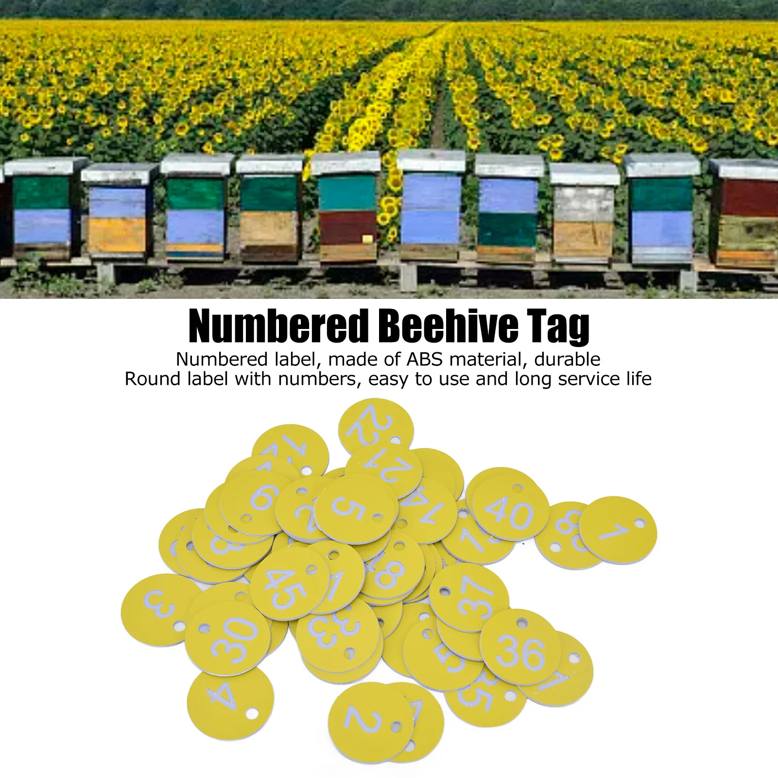 50Pcs Beehive ABS Round Numbered Sign Labels with Hole Livestock Beekeeping Supplies Beekeeping Label Beekeeping
