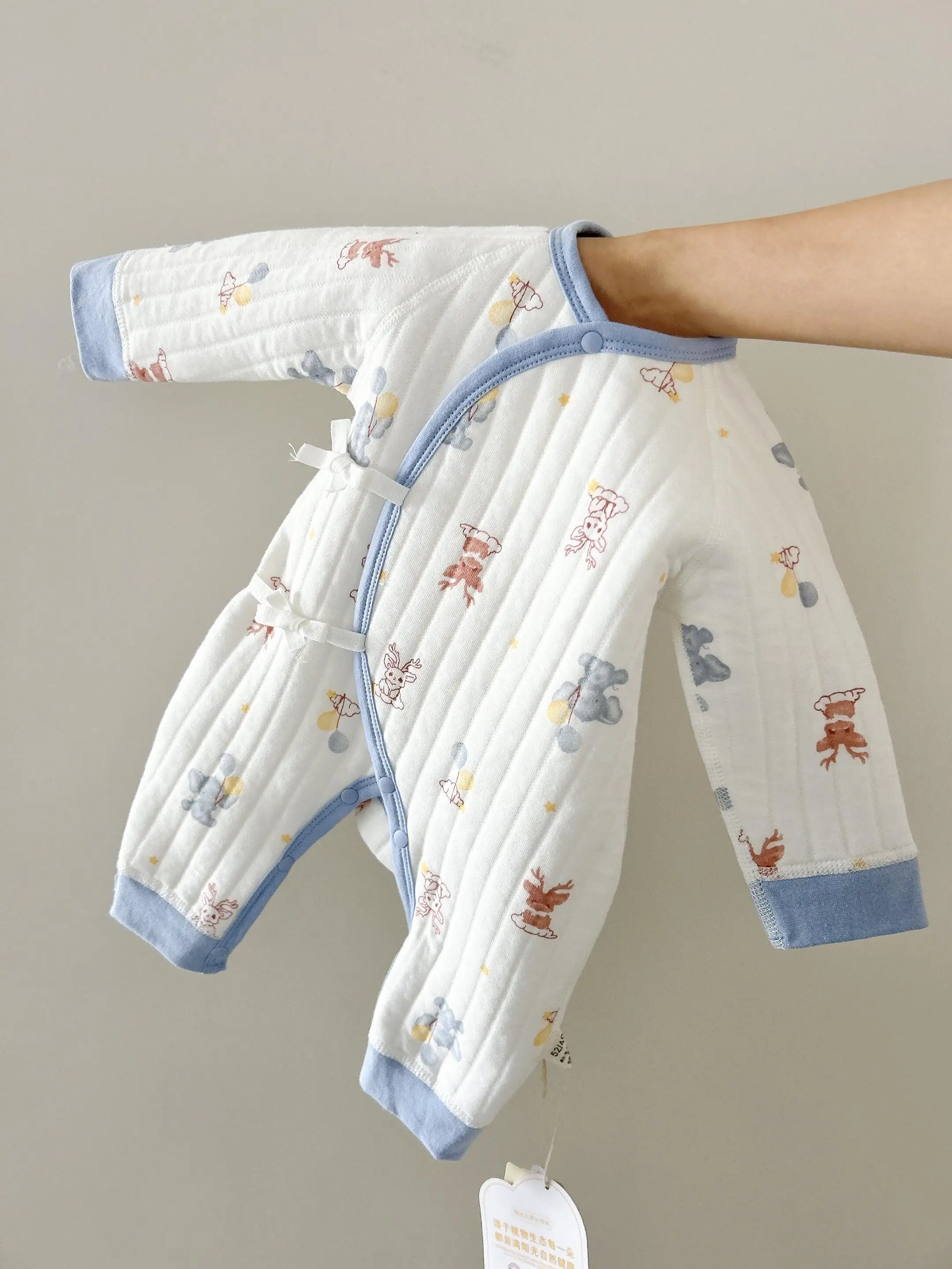 

Осенне-зимний комбинезон для новорожденных из воздушного хлопка, тонкий, без швов, теплый, с длинными штанинами, из хлопковой ткани