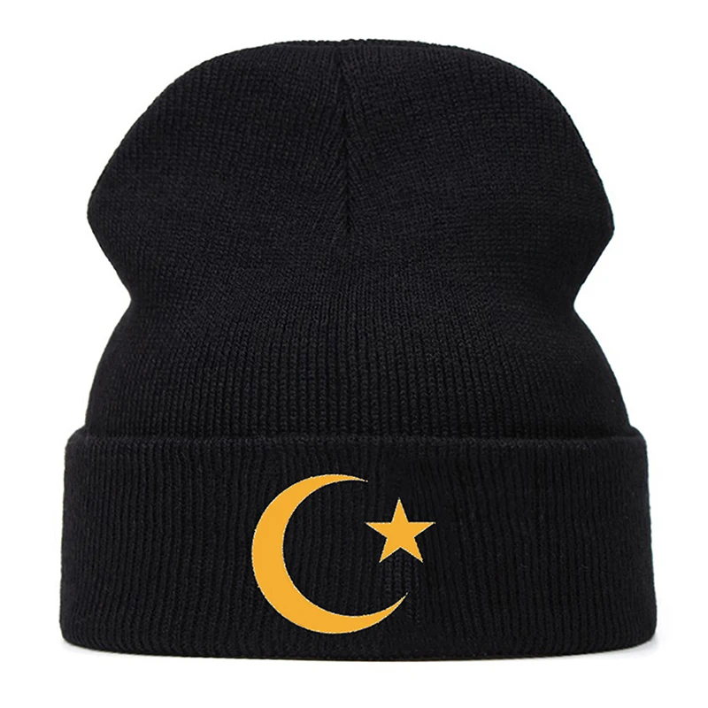 2025 جديد عصري الإبداعية محبوك قبعة القمر ستار المطرزة قبعة فول الترفيه في الهواء الطلق اليومية يندبروف قبعة تدفئة قبعة بلا حدود #2