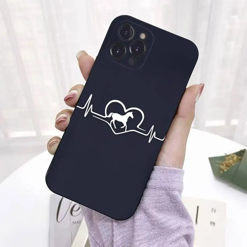 YNDFCNB Horse Heartbeat Phone Case For iPhone 6 7 8 Plus 11 12 13 14 Pro SE 2020 MAX Mini X XS XR Back Funda Cover