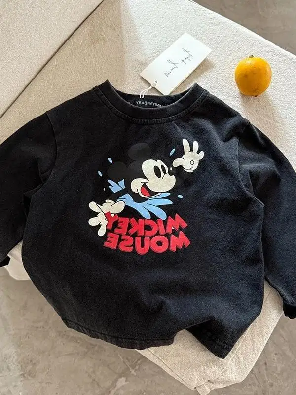 

Children's Cotton Long Sve T-irt Retro Base Layer irt Cartoon Design Thin Spring New Sle ex Kids Faion Top