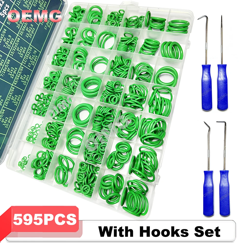 

595Pcs Air Conditioning O Ring Kit Seal Rubber O-Rings Gasket for Compressor Automotive A/C Plumbing Auto Engines Faucets Repair