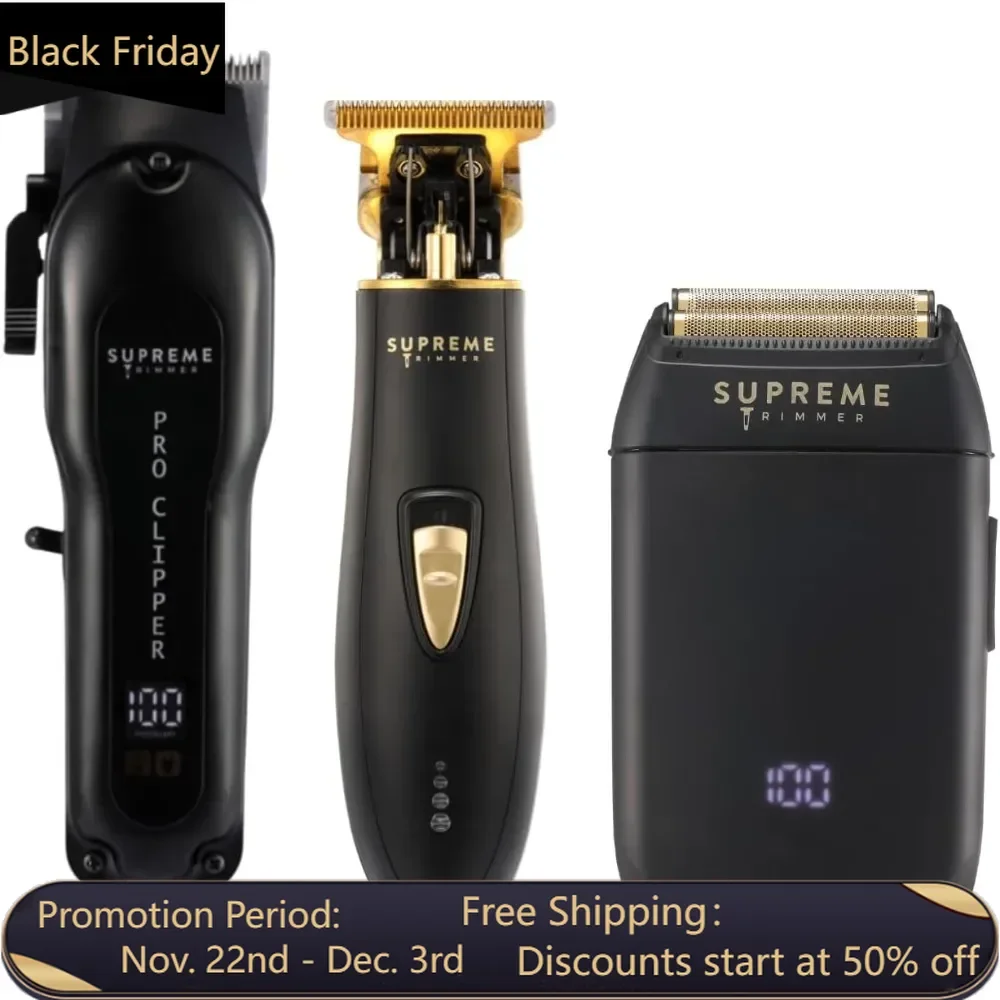 3-in-1 Barber Bundle, Pro Clipper, T-Shaper Trimmer & Crunch Foil Shaver, Professional Beard Trimmer Men’s Hair Clipper Kit