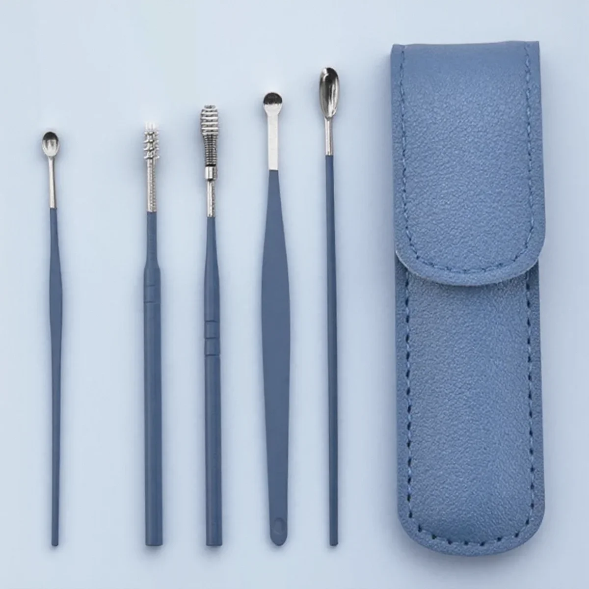 

6Pcs Reusable Ear Pick Earwax Removal Tool Durable Stainless Steel Spiral Ear Cleaner Spoon Portable Ear Cleaning Kit