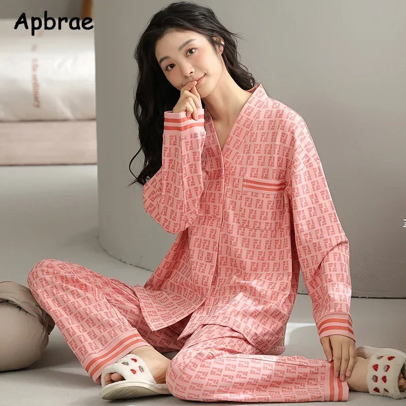 Autumn Winter Japanese Kimono Women Pajamas Sets Cotton Long Sleeves Home Wear Casual Pijamas V-neck Woman Sleepwear