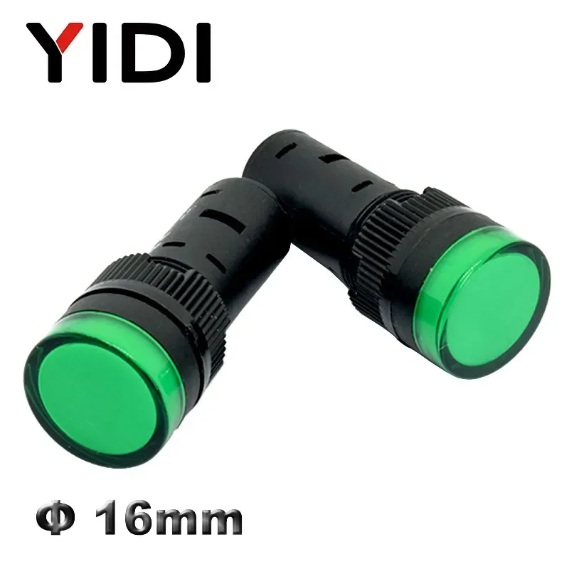 Imagem -04 - Yidi Ad1616 16 mm Plástico Led Power Indicator Light Painel de Montagem 12v dc 220v ac Vermelho Verde Azul Amarelo Luzes da Lâmpada de Sinal Piloto