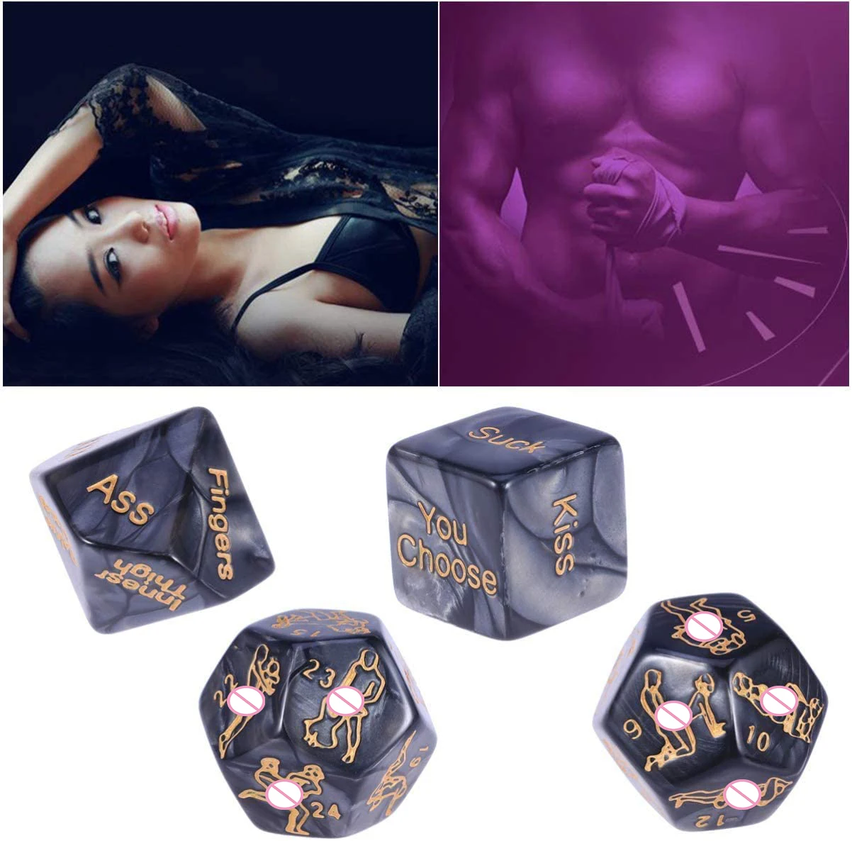 R-18 Fun Acrylic Dice Sex Love GameToys Marble Pattern Sculpture Action Poses Sex toys 4 in 1 for Couple Flirting