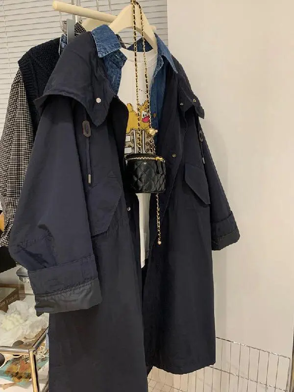 

ex Large Size 300 Pou Workwear Hooded Jaet Casual Loose Fit Spring Autumn Mid-Length Windproof Jaet Coat