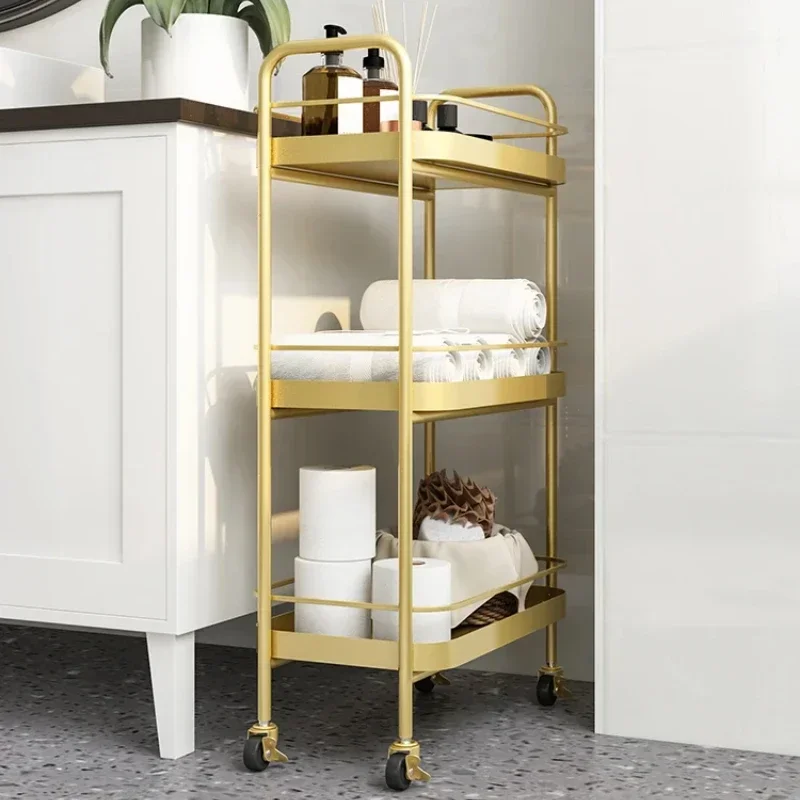 Nordic Multi-Layer Spa Cart with Wheels Mobile Storage Rack for Towels Space-Saving Organizer for Showers Flexible Towel Rack