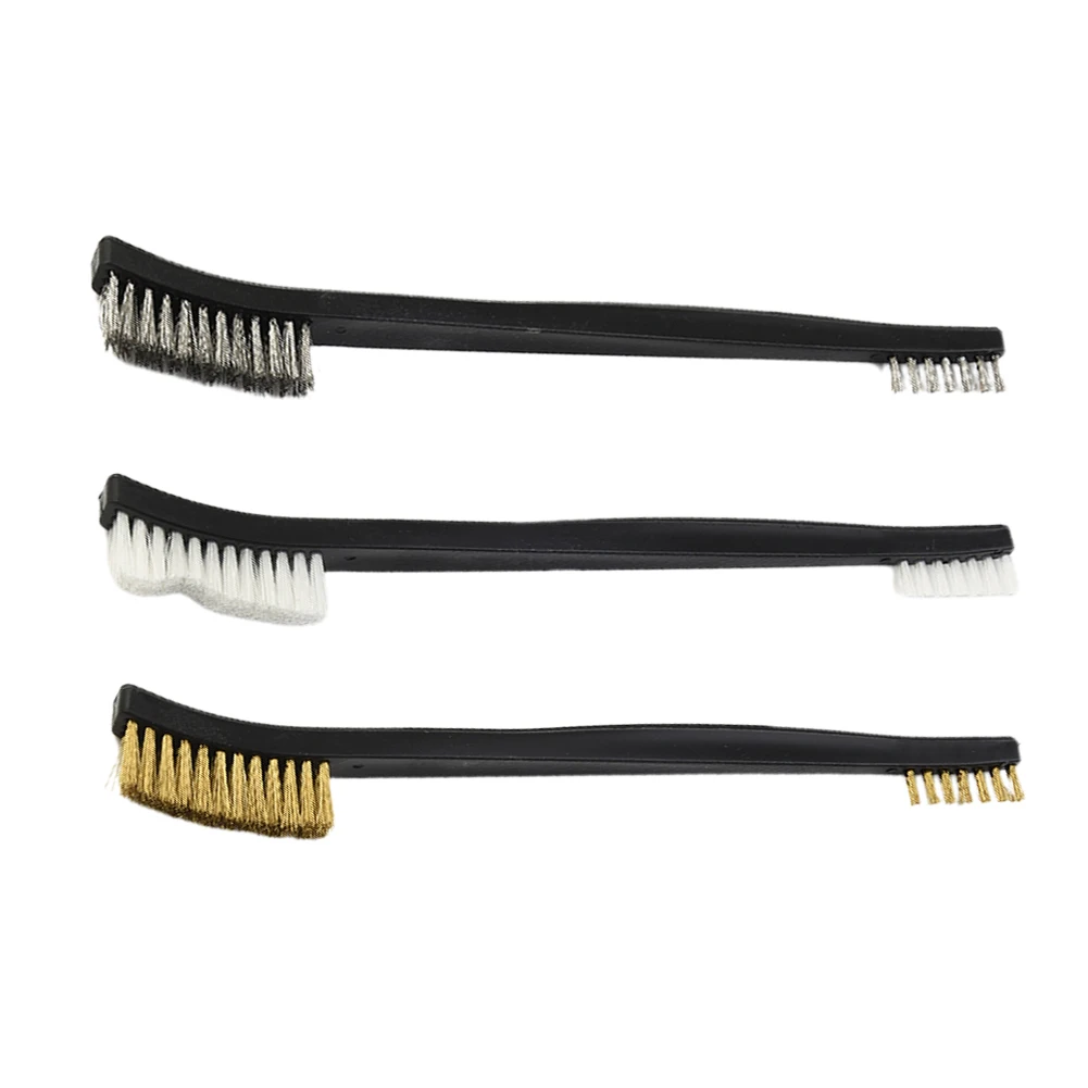 Steel Wire Brush Double Head Nylon Steel Brass Wire Cleaning Brushes Ndustrial Metal Rust Polishing Burring Tools