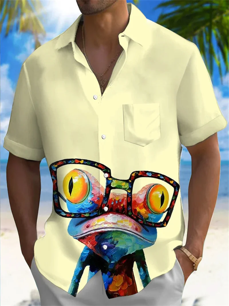 Men's shirt summer casual fashion short sleeved men's shirt loose shirt men's casual men's clothing top 2025