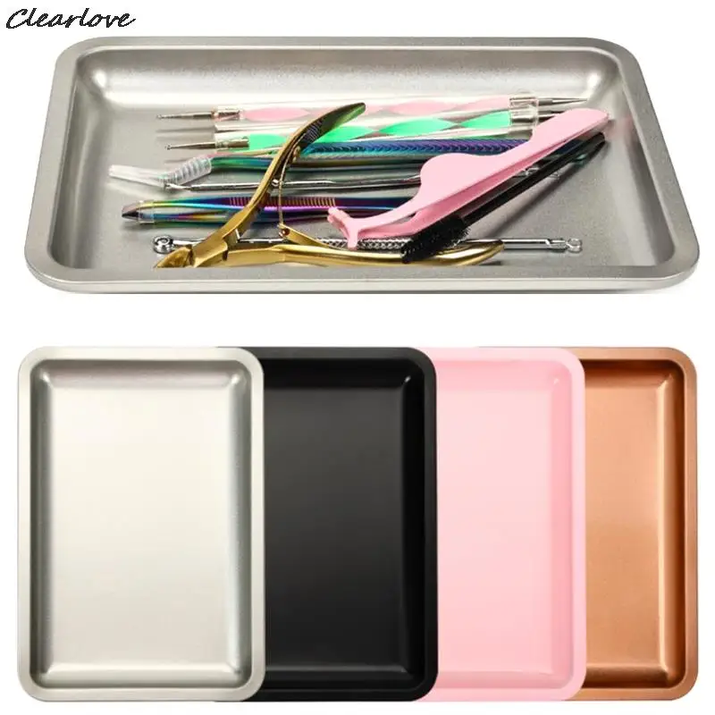 Bandeja de uñas de acero inoxidable, bandeja de almacenamiento de cosméticos, esmalte de uñas Multicolor, herramientas de escritorio para uñas postizas