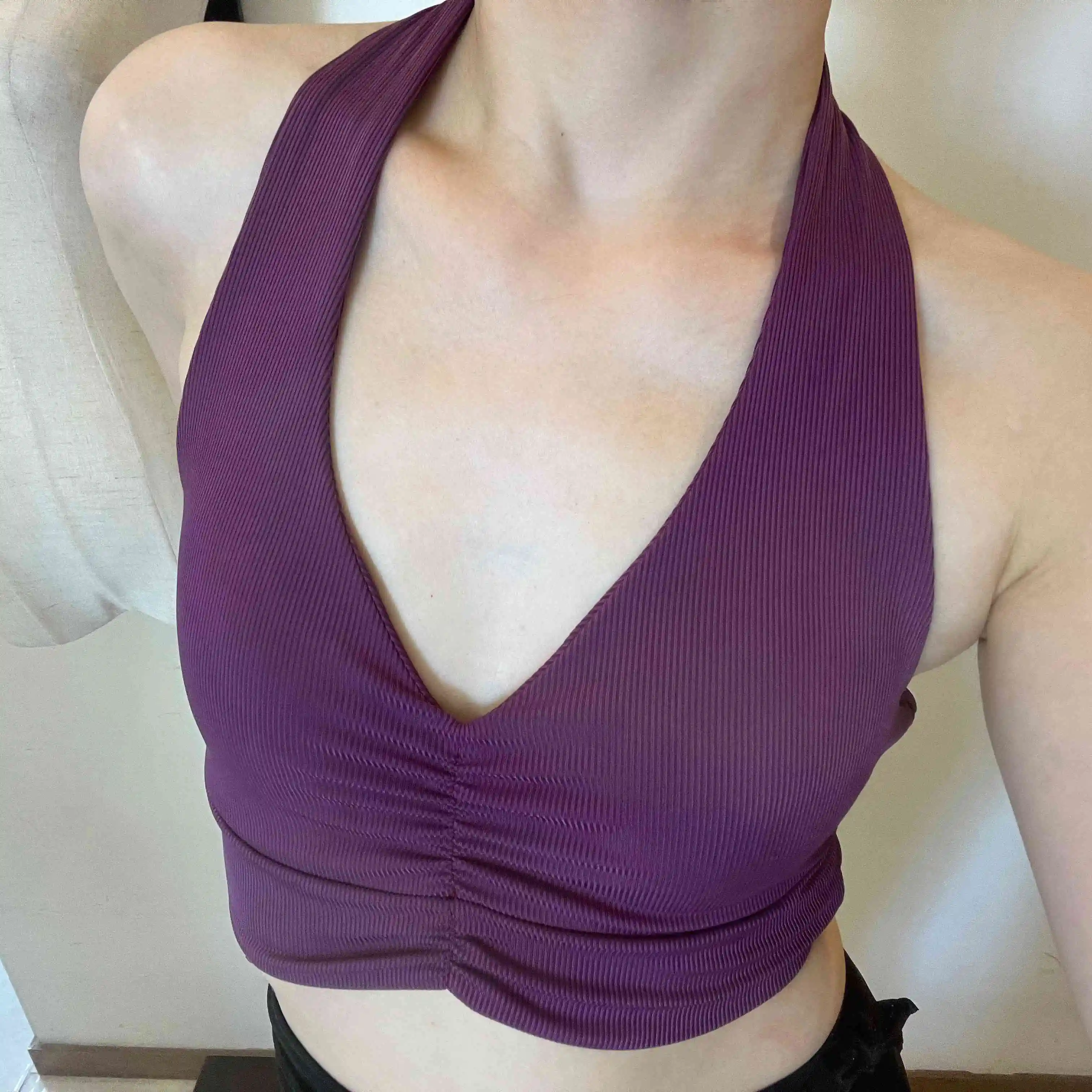 Vêtements de danse latine d'été pour femmes, hauts à col licou, chemisier dos nu, hauts de Sport de Yoga, vêtements professionnels de pratique latine DNV24351