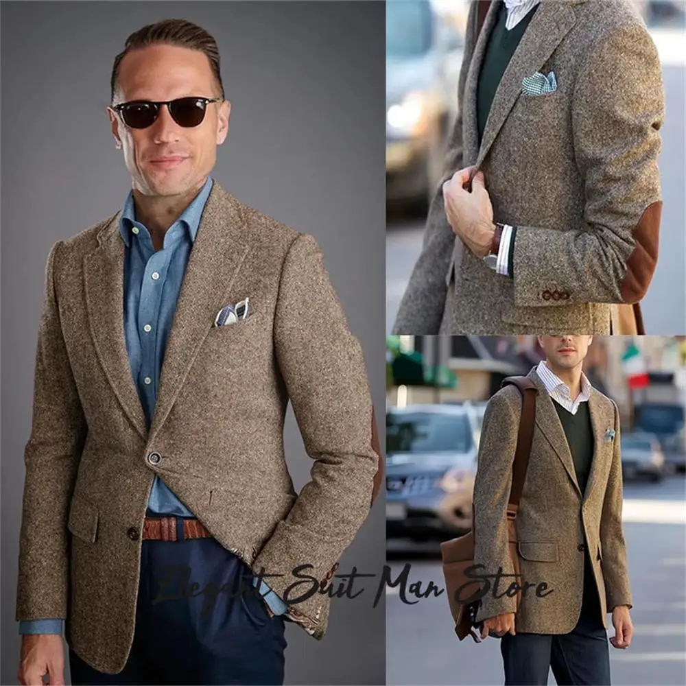 

Italian business casual men's suit short coat Business Blazers Single breasted buckle with thickened elbow protection Man coat