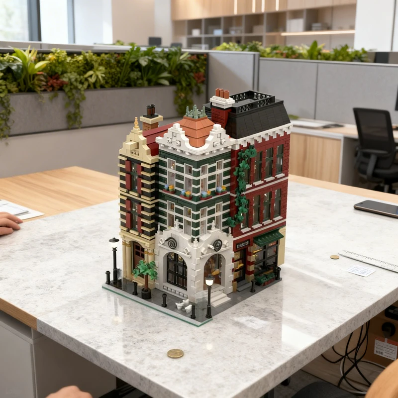 

6874 детали MOC: Модульная модель архитектурного комплекса «Площадь Дворцовой площади» (Голландский квартал), строительные блоки, архитектурная игрушка, рождественский подарок для детей