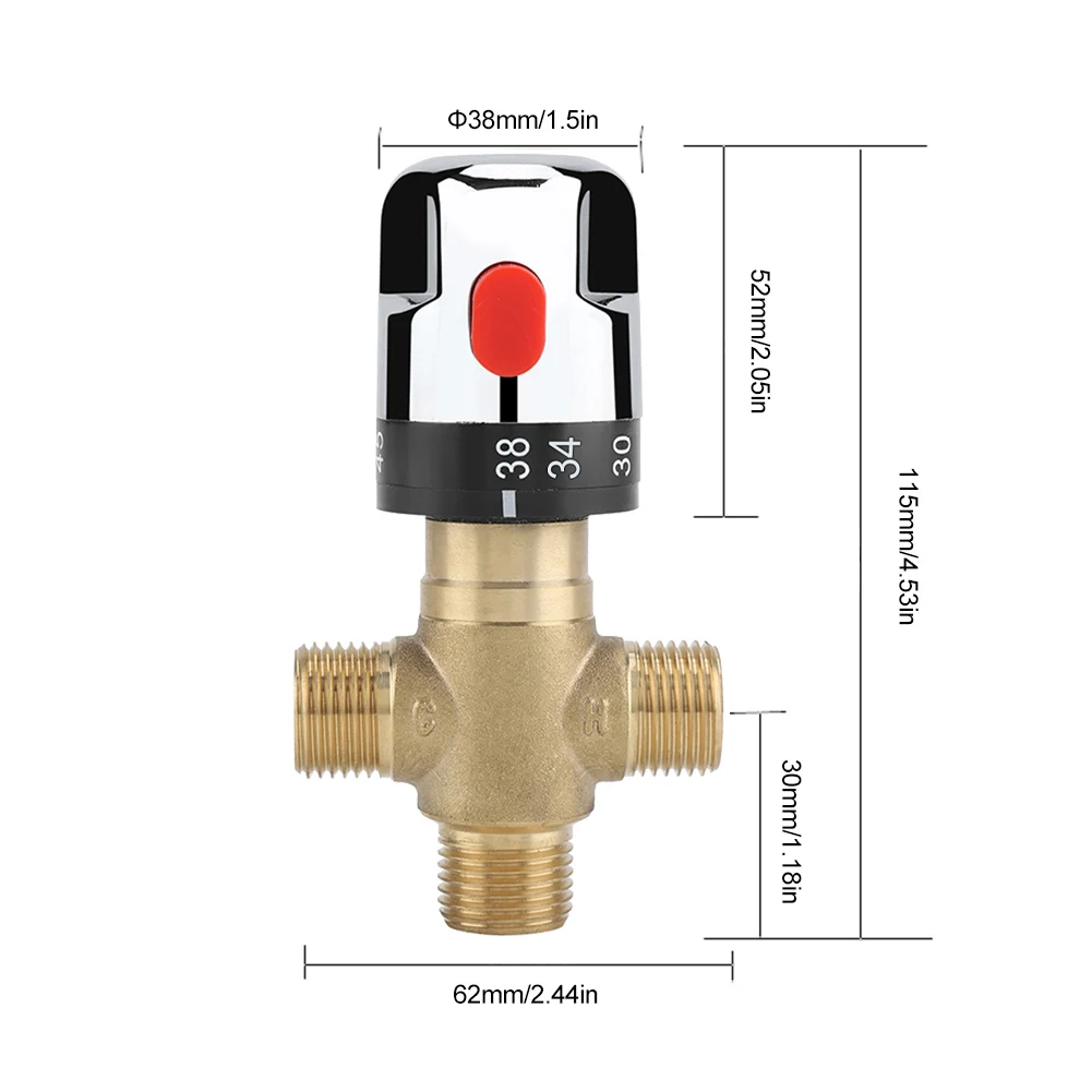 3-Way Brass Pipe Bathroom Water Temperature Control Faucet Cartridges Thermostat Faucet Thermostatic Mixing Valve