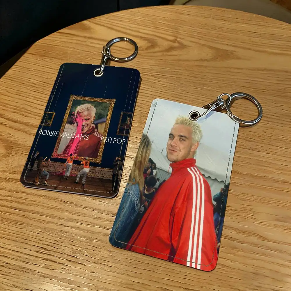 Singer R-Robbie W-Williams Britpop Card Holder With Keychain Executive Protection For Bank Credit Subway Bus Case