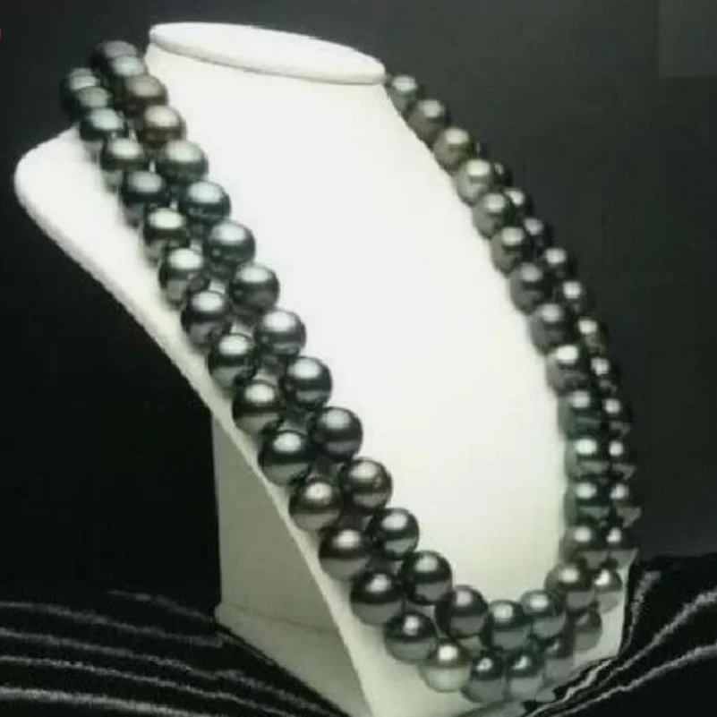

New 40" 10-11mm Natural Tahitian Genuine Black Greenish Pearl Necklace 4029