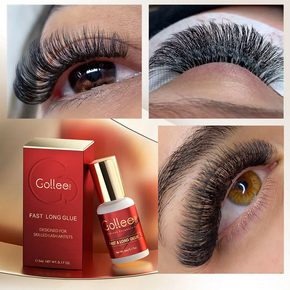 Gollee cola para extensão de cílios, sem queimaduras, sem odor, sem irritação, 1-2s, secagem rápida, 7-8 semanas, adesivos para cílios postiços, suprimentos de maquiagem