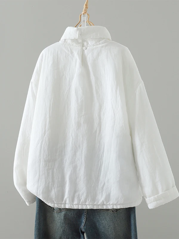 Zimowy płaszcz bawełniany Jaet Thiened o luźnym kroju, ciepła odzież wewnętrzna, jednolity kolor, okrągły dekolt, bawełniany płaszcz ocieplany dla kobiet.