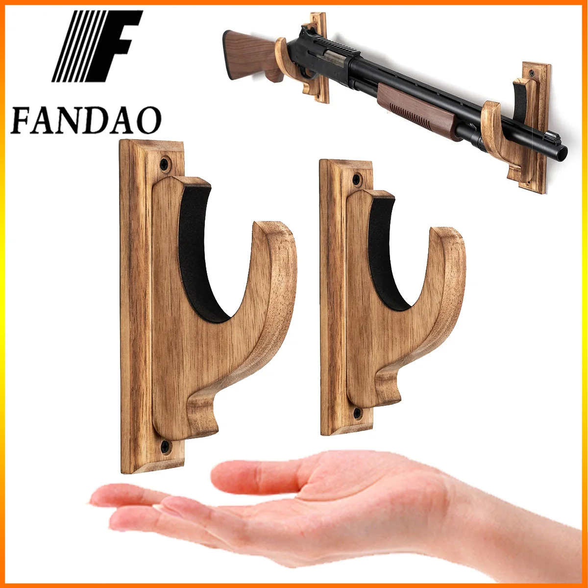 FANDAO Gun Rack Wall Mount Real Wood Shotgun & Rifle Wall Mount Holder Display for Sword Bow Firearm Gun Safe As Gifts for Men