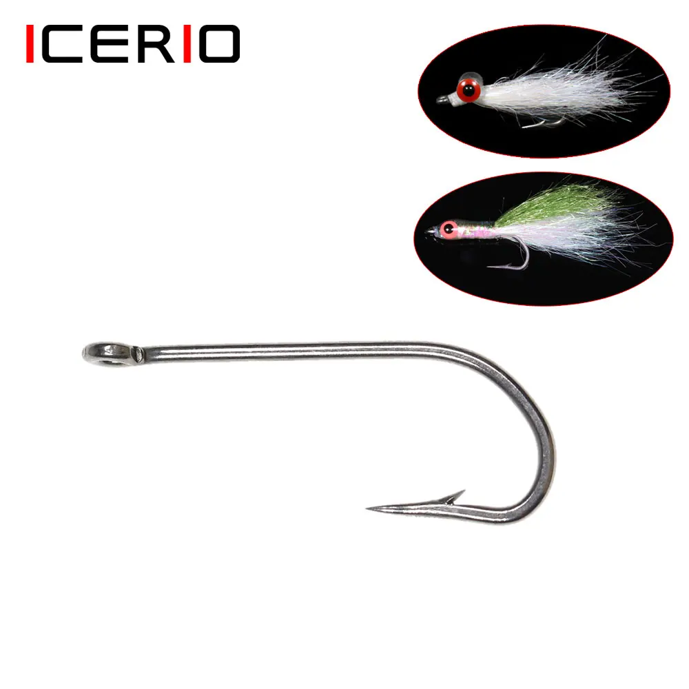 

ICERIO 50PCS High Carbon Steel O'shaughnessy Jig Hooks/Sea Kirby Ringed Hook Saltwater Fishing Lures Tying Hooks 9#~6/0#