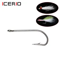 ICERIO 50PCS High Carbon Steel O'shaughnessy Jig Hooks/Sea Kirby Ringed Hook Saltwater Fishing Lures Tying Hooks 9#~6/0#