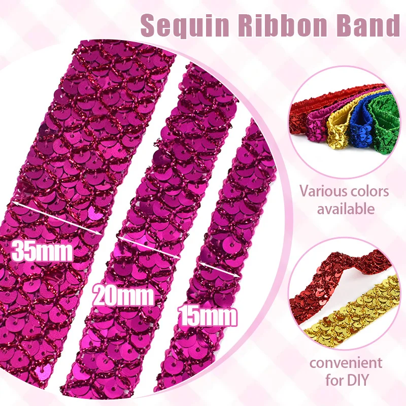 2/4/12Meters Deepeel 15/20/35mm Sequin Lace Trim Ribbon Clothing Decoration Strap Dance Dress Wedding DIY Sewing Craft Accessory