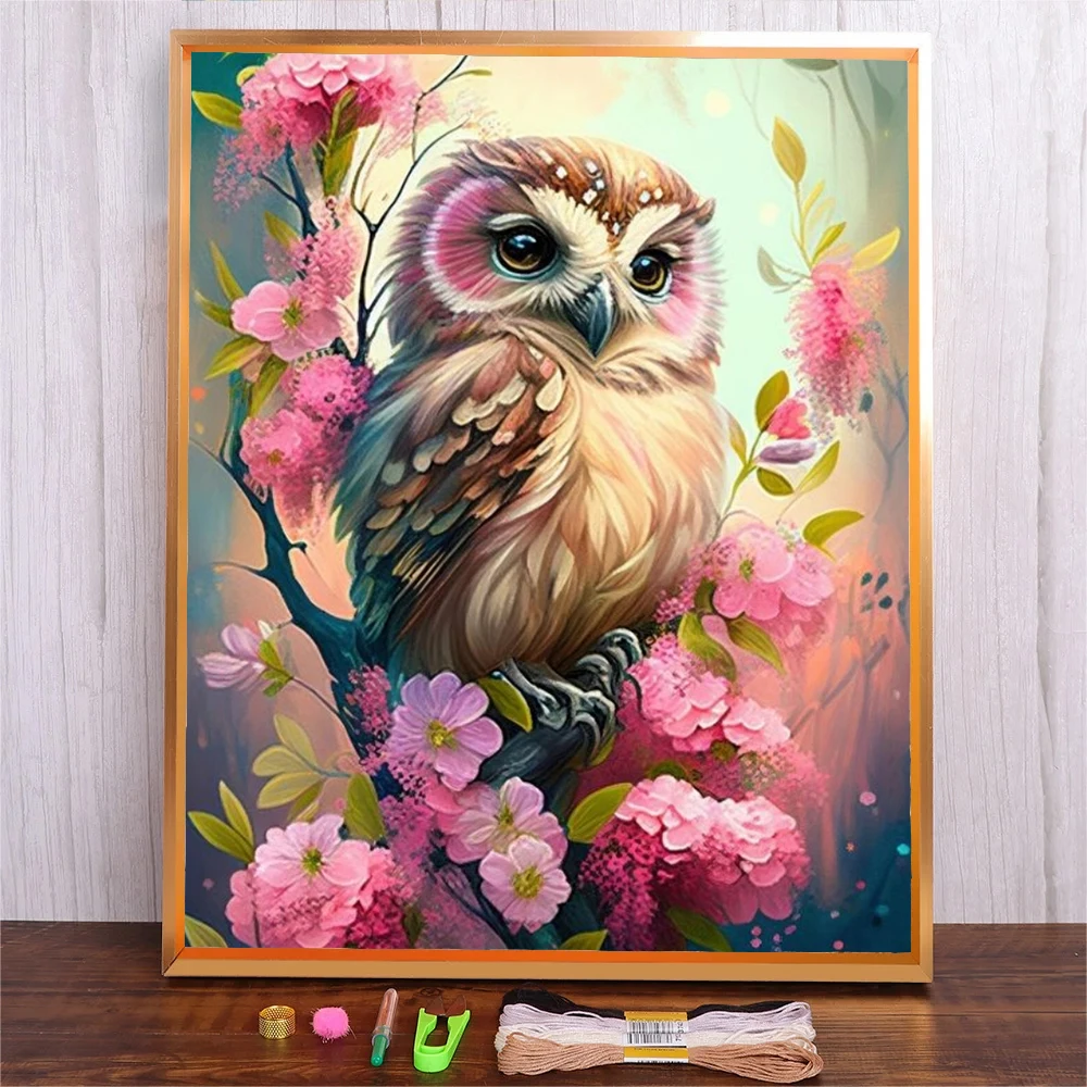 

Cartoon Owl DIY Cross Stitch Embroidery Kit Living Room Home Decorative 11CT 14CT Flower Painting Printed Needlework Handicraft