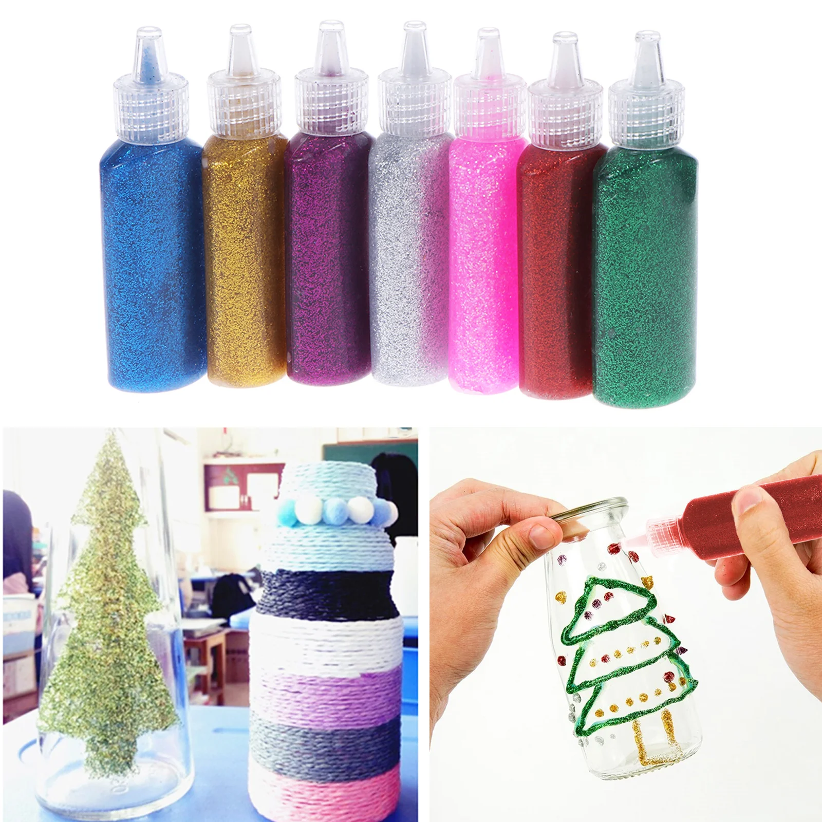

7 Pcs Glitter Glue Craft Kits for Kids Crafts Three-dimensional Children Bulk and