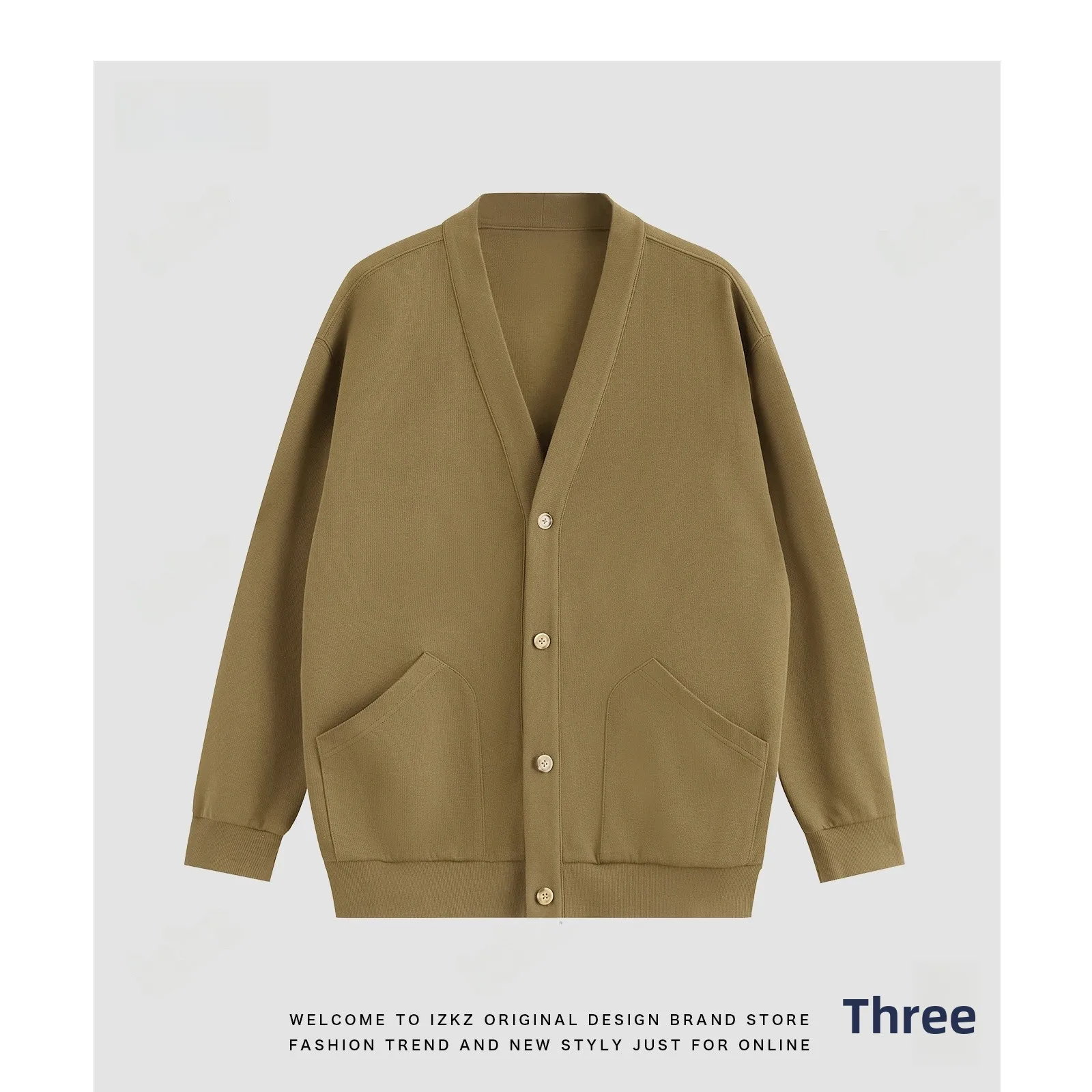 

Корейский осенний легкий повседневный кардиган свободного кроя с V-образным вырезом, асимметричный, из смесового хлопка