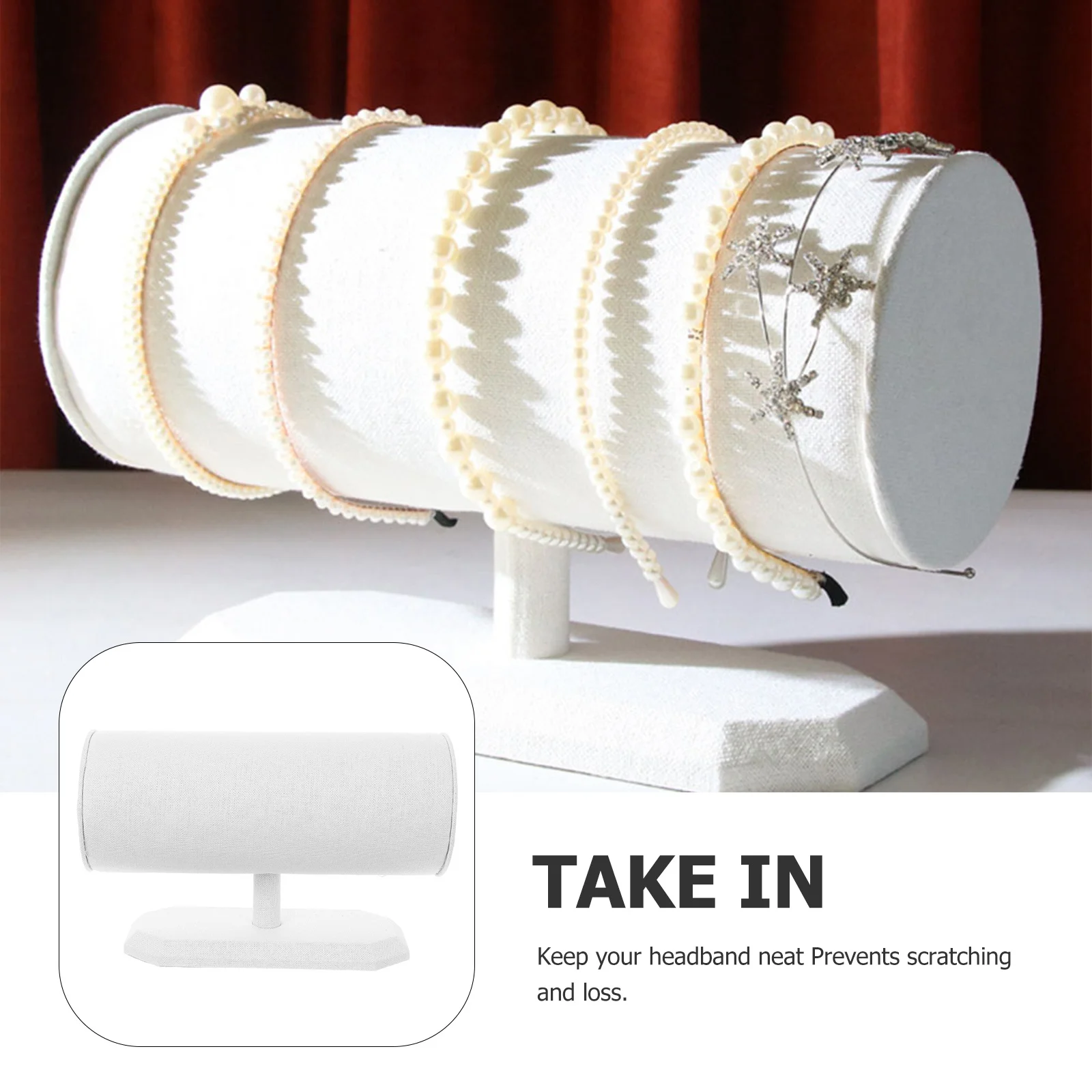 1Pcs Headband Rack White Linen Hair Hoops Frame Practical Hairband Display Organizer Hairband Storage Rack Hair Hoops Frame