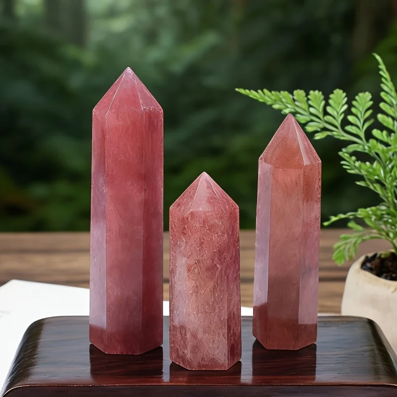 Natural Strawberry Crystal Tower Decorative Ideal for Home Office Party Decor Perfect Gift