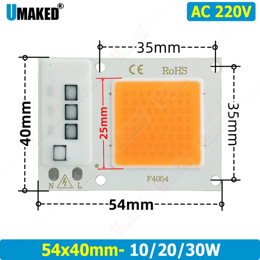 10W 30W 40x54m LED COB Lamp Integrated High Power Light AC220V Lamps With Smart IC Driver Spotlight White / Warm White LED Light