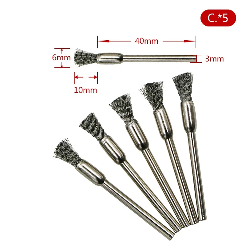 5Pcs Steel Wire Brushes Dremel Accessories Polishing Brush Dremel Tools Accessories for Mini Burr Brushed Wheel